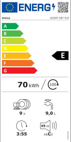 Amica Einbau-Geschirrspüler EGSPV 597 910 / vollintegriert / 60 cm breit / 5 Programme, 12 Maßgedecke/Startzeitvorwahl