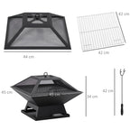 Outsunny Feuerschale Grill 2-in-1 mit Funkenschutz Outdoor