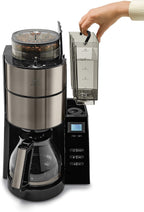 Melitta AromaFresh - Filterkaffeemaschine - mit Glaskanne - integriertes Mahlwerk - Timer Funktion - 10 Tassen - Pure Black