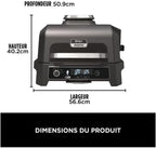 Ninja Woodfire Electric BBQ Grill & Smoker & Air Fryer, 7-in-1 Outdoor BBQ Grill, Air Fry, Smoke, Roast, Bake and more, Weather Resistant, Non-Stick, Portable, Electric, Grey/Black OG701EU