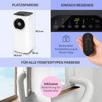 Klarstein Mobile Klimaanlage mit Abluftschlauch, 5-in-1 Klimagerät, Ventilator, Luftentfeuchter, Luftreiniger & Nachtmodus, App-Steuerung, Kleine & Portable, für Wohnung & Büro, 12000 BTU