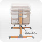 Momi SMART Bed 4-in-1 Kinderbeistellbetten bis 15 kg, Beistellbett für Babys mit Matratze, Höhenverstellbar