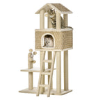 PawHut Kratzbaum Katzenhöhle 2in1 mit Sisal-Kratzstämmen
