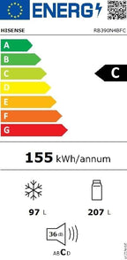 Hisense RB327N4AD2 Kühl-Gefrierkombination/ NoFrostPlus/ Multiflow 360°/ HolidayMode/ FreshZone/ 182,4 cm/ Kühlteil 171 l/ Gefrierteil 85 l/ 41 dB/ 287 kWh/ Jahr/ Edelstahl-Look