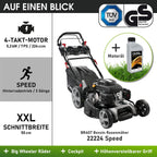 BRAST® Benzin Rasenmäher mit Antrieb | 5,2kW (7PS) | 55cm Schnittbreite | viele Modelle | TÜV | 30-80mm Schnitthöhe | 60L Fangkorb | 4 Takt OHV Motor | Stahlgehäuse | Power