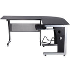 HOMCOM Eckschreibtisch L-Form mit Tastaturablage & PC-Tower-Halterung