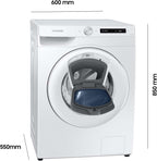 Samsung WW80T554ATW/S2 Waschmaschine, 8 kg, 1400 U/min, Ecobubble, AddWash, WiFi-SmartControl, Hygiene-Dampfprogramm, Weiß