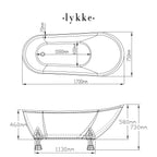 Lykke Badewanne mit Füen Nordic Deluxe 1700x750x730mm, Wei
