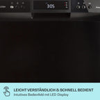 Klarstein ia 8 - Spülmaschine, Geschirrspüler, Freistehend, Teilintegriert, F, 55 cm breit, 8 Maßgedecke, 6 Programme, Aquastop, silber
