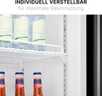 Bomann Kühlschrank mit Glastür | Getränkekühlschrank abschließbar | 6 höhenverstellbare Ablagen | 30kg je Ablage | 347 Liter | Kühlschrank groß | Flaschenkühlschrank m. LED-Licht | KSG 7351 schwarz