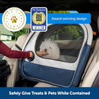 PetSafe Happy Ride Faltbare Transportbox, Hunde-Reisebox für die Autorückbank, Netztüren zur Belüftung, Blau/Grau