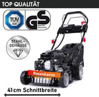 BRAST Benzin Rasenmäher mit Antrieb | 3,0kW (4,1PS) | Elektrostart | 41cm Schnittbreite | viele Modelle | TÜV | 4 Takt OHV Motor | 25-75mm Schnitthöhe | 40L Fangkorb | Stahlgehäuse | 16145 Estart