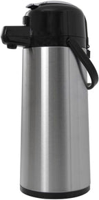 Saro Thermo Kaffeemaschine mit Korbfilter und Thermoskanne Industriekaffeemaschine mit Pumpkanne (2,2 Liter, ca. 10 Tassen Kaffee, Brüh- & Warmhaltefunktion), silber