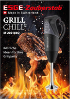 ESGE Zauberstab M 200 BBQ 98215 Stabmixer schwarz, Pürierstab, Handmixer, Profi, inkl. Zubehör, bis zu 17.000 U/Min, 200 Watt, Ergonomisches Griffdesign, Twinschalter, Aufsteckzentrierung, AC-Motor