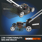 Worx Nitro 34 cm Akku-Rasenmher, Elektrischer Rasenmher, WG779E, 40 V PowerShare PRO 2 STK. 2,5 Ah Akku (Akkus & Ladegert inklusive)