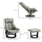 HOMCOM Relaxsessel Grau mit Massage, Liegefunktion & Fußhocker, Kunstleder