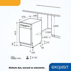 Exquisit Geschirrspüler, Spülmaschine, 45 cm Breite, Teilintegriert, 9 Maßgedecke, 9 Liter, Startzeitvorwahl, ECO-Modus, Geschirrspüler 45 cm, EGSP51009-EB-030E inox