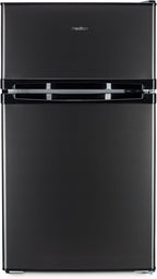 MEDION Mini Kühl-Gefrierkombination (85 Liter, 61L Kühlteil, 24L Gefrierteil, freistehend, 40 dB, transparente Gemüseschublade, Türanschlag wechselbar, MD 37689) grau