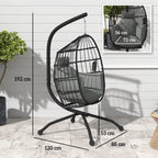Outsunny Hängesessel Outdoor faltbar mit Becherhalter