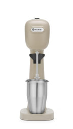HENDI Milchshake Maker, Inkl. 2 Mixbechers (Edelstahl und Polykarbonat) und 4 austauschbaren Rührwerken, Drink mixer, Frappés, Getränkemixer, 230V/400W, 170x196x(H)490mm, Karamell
