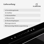 Klarstein Downdraft-Dunstabzugshaube, Versenkbare Abzugshaube, Leise Dunstabzugshauben mit Filter, Dunstabzugshaube 60cm, Umluft/Abluft Dunsthaube mit 10 Stufen, Dunstabzug 576 m³/h Luftstrom