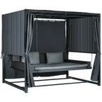 Outsunny Hollywoodschaukel Outdoor 3-in-1 mit Baldachin & Sichtschutz