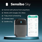 Sensibo Sky, kabellose  e Steuerung für Klimaanlagen. Schnelle & einfache DIY-Installation. Komfort dank energieeffizienter Thermostat-Control-App. Kompatibel mit Google, Alexa & Siri