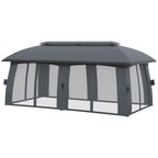 Outsunny Gartenpavillon mit Winddach und Vorhängen