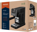 GRUNDIG KSM 5330 Siebträgermaschine mit integriertem Milchbehälter, 1628 W Leistung, 15 bar Pumpendruck, Zweifachdüse, farbiges Touch-Display, BrewSense, CreamyPro, Dark Inox/Schwarz