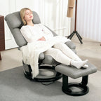 HOMCOM Relaxsessel Grau mit Massage, Liegefunktion & Fußhocker, Kunstleder