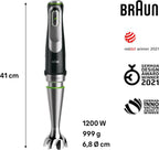 Braun MultiQuick 9 MQ 9187XLI Stabmixer – Pürierstab mit Active PowerDrive Technologie und 5 Zubehrteilen zum Zerkleinern, Stampfen, Rühren und Ice-Crushen, 1200 Watt, schwarz/Edelstahl
