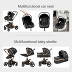 3 in 1 Kombikinderwagen 3 in 1 Reisesysteme Kinderwagen Infant Hochlandschaft Liegender Buggy Kinderwagen Neugeborenen Kinderwagen Faltbarer Standardkinderwagen (906 White)