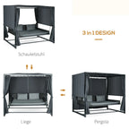 Outsunny Hollywoodschaukel Outdoor 3-in-1 mit Baldachin & Sichtschutz