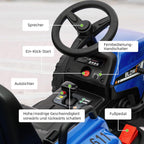 HAUSPROFI 12V 3-Gang Kinder Elektroauto mit Anhänger, Elektro Traktor 2 Fahrmodi, 2,4G-Fernbedienung, Kinder Traktor LED-Licht, Bluetooth, Musik, USB, Elektrischer Traktor für kinder ab 3 Jahren, Grün