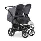 hauck Geschwisterwagen Roadster Duo SLX, Zwillingsbuggy ab Geburt bis 15 kg (ca. 3 Jahren) mit Liegefunktion, XL Korb, Einfach und Klein Zusammenklappbar, Große Räder (Grey/Silver)
