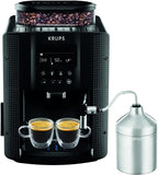Krups Essential Kaffeevollautomat mit Milchschlauch, 2-Tassen-Funktion, LCD-Display, Einfache Reinigung, Kaffeemaschine, TÜV-Siegel, Schwarz, EA816031