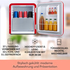 Klarstein Audrey Mini - kleiner Kühlschrank, kompakte Mini-Bar, freistehend, Kompressionskühlung, Fassungsvermögen, Kühlung: 0-10 °C, Mini-Kühlschrank mit 70 Liter Fassungsvermögen, rot