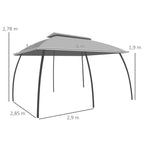 Outsunny Gartenpavillon mit Winddach und Vorhängen