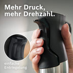 Bosch Stabmixer ErgoMaster Serie 6 MSM6M673, 10 Jahre Motorgarantie, Edelstahl-Klingen, verschleifreie Keramik-Kupplung, Luftkühlung, Zerkleinerer, Kartoffelstampfer, Schneebesen, 1000 W
