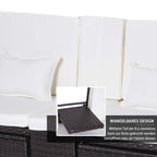 Outsunny Polyrattan Gartensofa-Set 3-teilig mit Hocker Kissen Outdoor