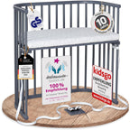 babybay Original Beistellbett aus massivem Buchenholz / kompakt & verwandelbar / Kinderbett Höhe stufenlos verstellbar & umweltfreundlich / mitwachsendes Babybett (weiß lackiert) / inkl. Matratze