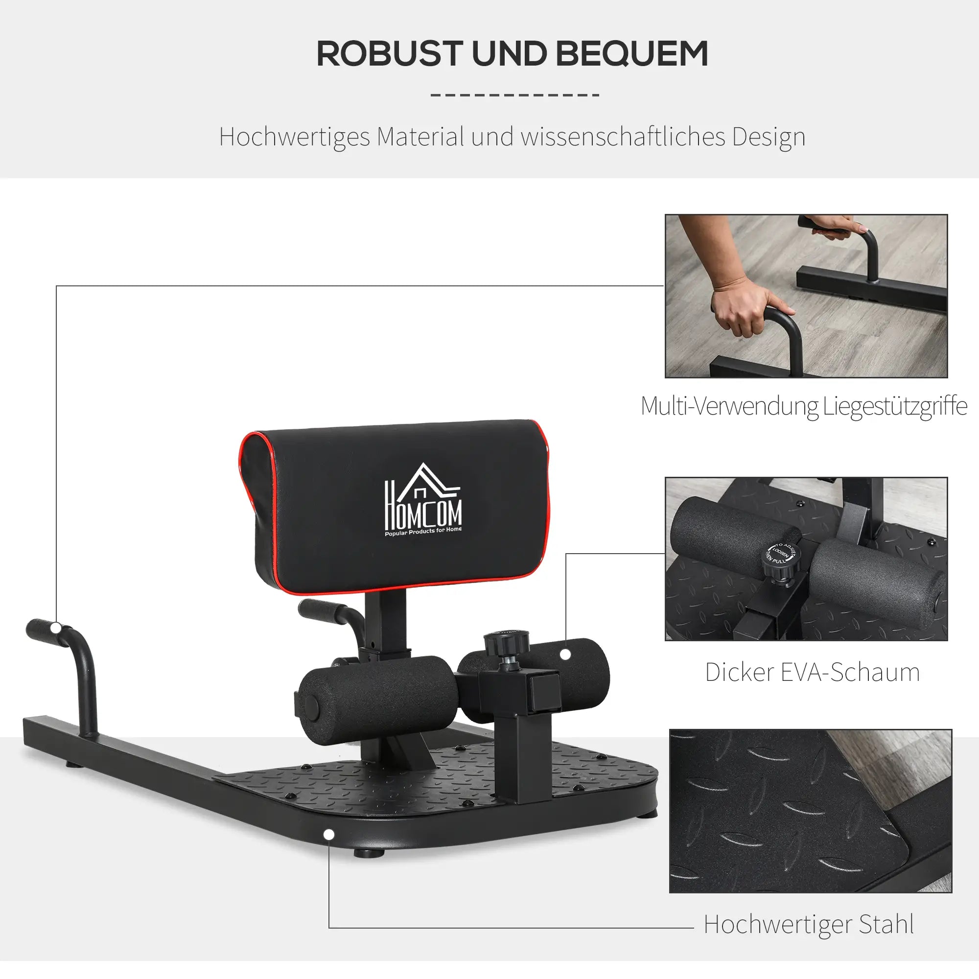 HOMCOM Sissy Squat Kniebeugentrainer 3in1 höhenverstellbar