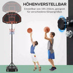 HOMCOM Basketballkorb höhenverstellbar Outdoor mobil mit Rollen