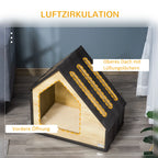 PawHut Hundehütte Holz 60x40 cm mit Kissen für kleine Hunde