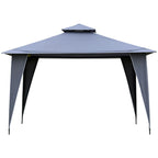 Outsunny Pavillon 3,45x3,45 m mit Doppeldach Grau