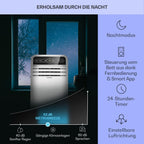 Klarstein Mobile Klimaanlage mit Abluftschlauch, 4-in-1 Klimagerät mit Ventilator, Luftentfeuchter & Nachtmodus, Kleine & Portable Klimaanlage für Wohnung & Büro, Niedriger Verbrauch, 9000 BTU