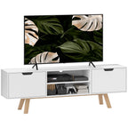 HOMCOM TV Lowboard 65 Zoll mit Kabelführung und 2 Schränken Weiß