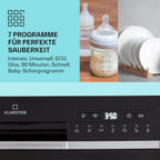Klarstein ia 8 - Spülmaschine, Geschirrspüler, Freistehend, Teilintegriert, F, 55 cm breit, 8 Maßgedecke, 6 Programme, Aquastop, silber