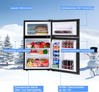 GOPLUS Kühlschrank mit Gefrierfach - Kühl Gefrierkombination / 90L Gesamtnutzinhalt, 27L Gefrierteil/Thermostat einstellbar/LED Innenbeleuchtung/Türanschlag wechselbar (Weiß)