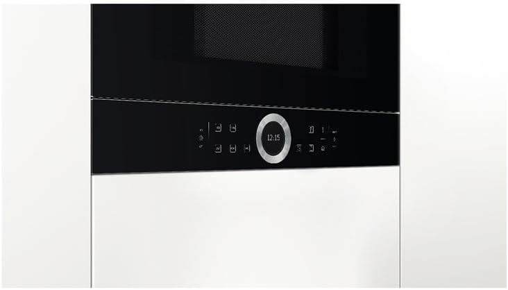 Bosch BFL634GB1 Serie 8 Einbau-Mikrowelle, 38 x 60 cm, 900 W, Türanschlag Links, AutoPilot 7 7 Automatikprogramme, Reinigungsunterstützung, TFT-Touchdisplay, LED-Beleuchtung gleichmäßige Ausleuchtung